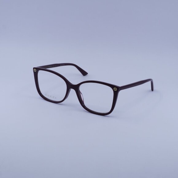 Gucci GG0026O 012 Eyeglasses Burgundy 53mm Cat Eye Frame - Picture 1 of 9